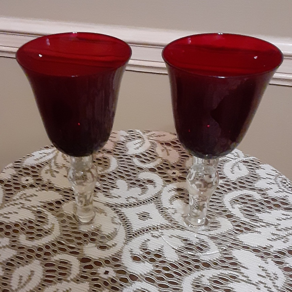 Ruby Red Crystal Goblets Set of 2